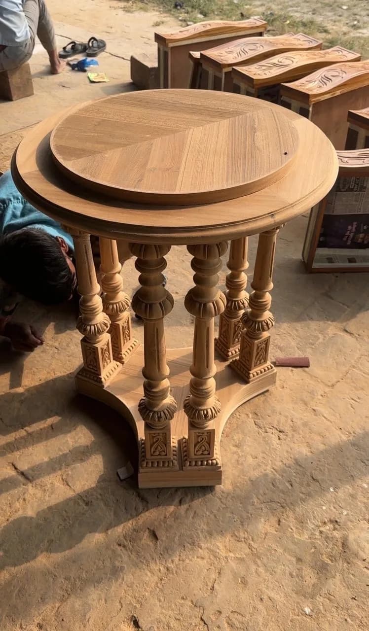 Hand carving craftsmanship at Ahuja Furniture